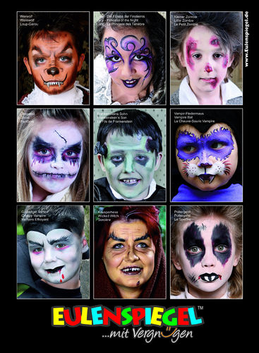 Eulenspiegel Halloween Poster mit 9 Masken DIN A 2