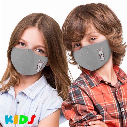 Kinder Alltagsmaske  Motiv Häschen grau waschbar